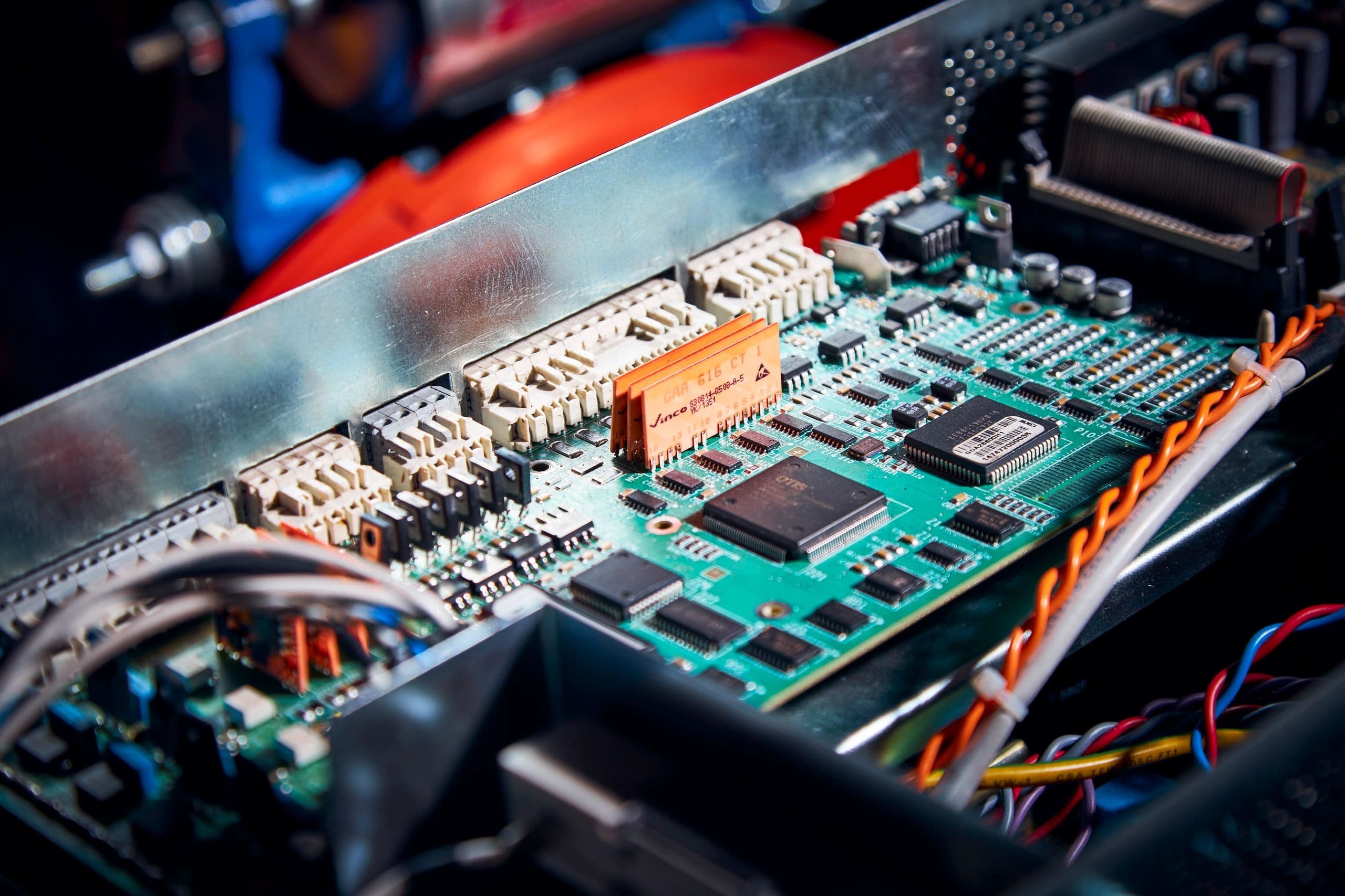 Close-up of an elevator PCB